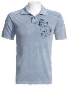 Washed blue graphic polo shirt